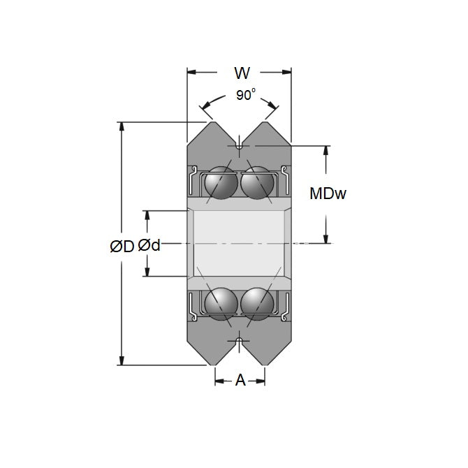 1046299 | SMR45.72-012-YY-VP-8.128 --- Plain Guide Wheels Dual Vee - Guide Wheel Size Reference 3 - 45.72x15.875 mm - Stainless Steel AISI 440C