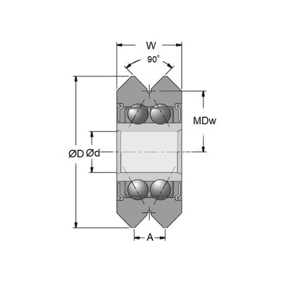 1046299 | SMR45.72-012-YY-VP-8.128 --- Plain Guide Wheels Dual Vee - Guide Wheel Size Reference 3 - 45.72x15.875 mm - Stainless Steel AISI 440C