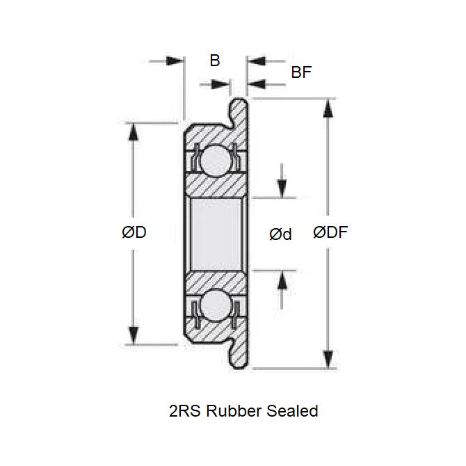 1098743 | FWMR3512-2RS-ECO (Each) --- Single Row Ball Bearings - 12x35x11 mm / 12.8 mm Flanged - Chrome Steel SAE 52100 Bearing