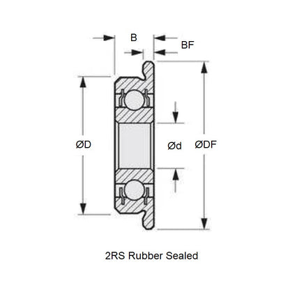 1098743 | FWMR3512-2RS-ECO (Each) --- Single Row Ball Bearings - 12x35x11 mm / 12.8 mm Flanged - Chrome Steel SAE 52100 Bearing