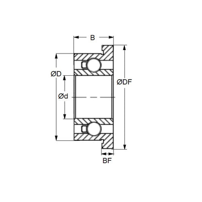 1057751 | SFR166-ZS-MC5-GR7-KB-J260 (PK-30) --- Single Row Ball Bearings - 4.763x9.525x3.175 mm Flanged - Stainless Steel AISI 440C Bearing