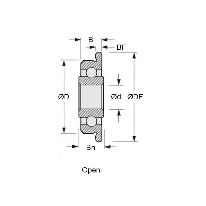 1035370 | SFWR09-MC3-JP6 (Each) --- Single Row Ball Bearings - 1.016x3.175x1.191 mm / 1.984 mm Flanged - Stainless Steel AISI 440C Bearing