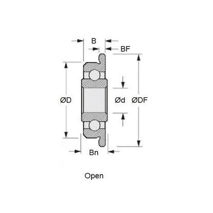 1036781 | SFWR0-MC34-GR7-R-L23 (40 Pcs) --- Single Row Ball Bearings - 1.191x3.967x1.588 mm / 2.381 mm Flanged - Stainless Steel AISI 440C Bearing