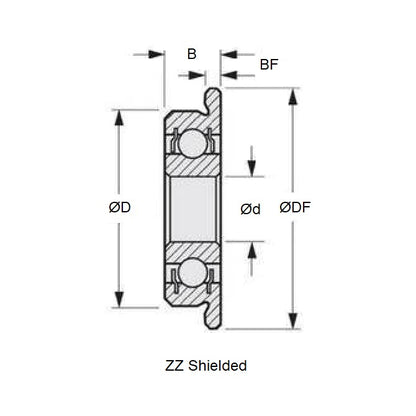 1133881 | SF6805-ZZ-ECO (PK-10) --- Single Row Ball Bearings - 25x37x7 mm Flanged - Stainless Steel AISI 440C Bearing