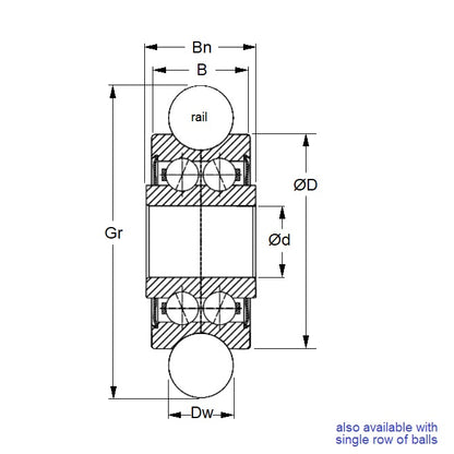 1062090 | DRA-WMR175-2RS-GP-ECO (200 Pcs) --- Grooved OD Bearings - 5x17x7 mm / 8 mm Gothic Groove - Chrome Steel SAE 52100