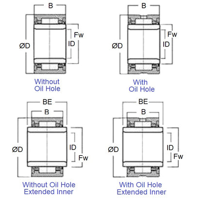 1091286 | NMI-0100-0220-0200 --- Needle Roller with Inner Ring Bearings - 10x22x20 mm Machined - Chrome Steel Bearing