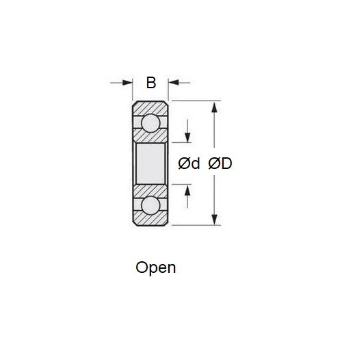 1036605 | SR09-MC3-JP6-AF12 (50 Pcs) --- Single Row Ball Bearings - 1.016x3.175x1.191 mm - Stainless Steel AISI 440C