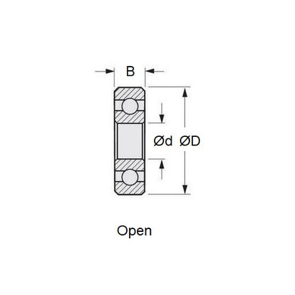 1057875 | S684-MC3-R-AF12 (Each) --- Single Row Ball Bearings - 4x9x2.5 mm Unflanged - Stainless Steel AISI 440C Bearing