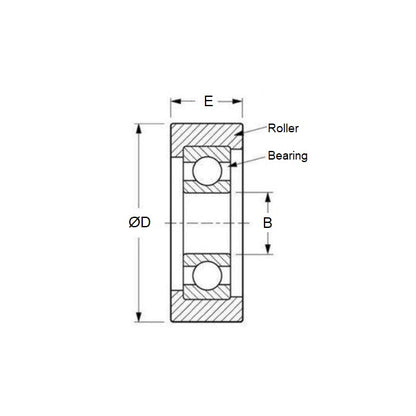 1128716 | NR-0240-060-100-W-ZZ (2 Pcs) --- Idler with Bearing Rollers - 24x6x10 mm - Nylon Covered Chrome Steel Roller