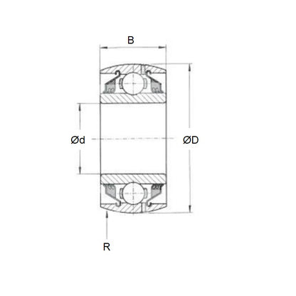 1115446 | CS203-2RS --- Spherical OD Radial Ball Bearings - 17x40x12 mm - Chrome Steel Bearing