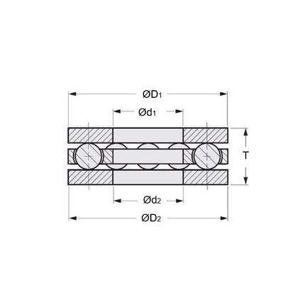 1061381 | T-0050-0120-F-S440-NY --- Thrust Ball Bearings - 5x12x5 mm / 5 mm Flat - Stainless Steel 400 Series and Nylon Bearing