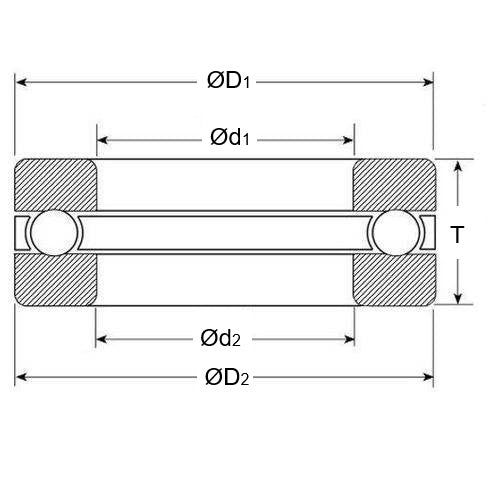 1052556 | T-0040-0100-G-BR --- Thrust Ball Bearings - 4x10x4 mm / 4.2 mm Grooved - Chrome Steel Bearing