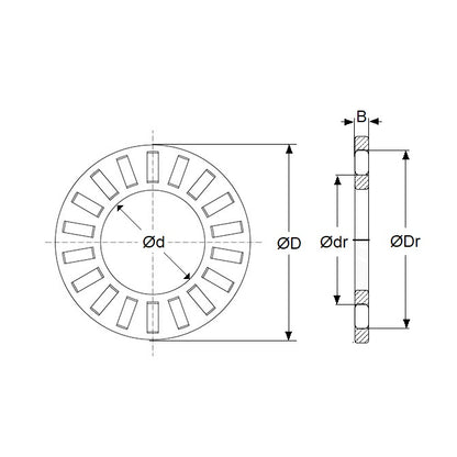 1106089 | T-0143-0254-RC --- Thrust Roller Bearings - 14.27x25.4 mm - Rollers and Cage / 1.98 mm Cage and Rollers Only - Carbon Steel Bearing