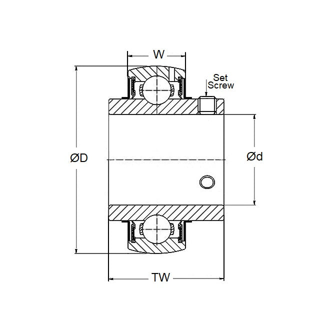 1120177 | P-UC204-12-AS6 --- Spherical OD Bearings - 19.05x47x31 mm - Acetal with Stainless 316 Balls