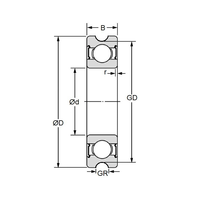 1053421 | UMR165-4-ZZ-14-ECO --- Grooved OD Bearings - 4x16.5x7 mm U Groove - Chrome Steel