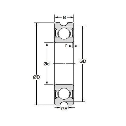 1053421 | UMR165-4-ZZ-14-ECO --- Grooved OD Bearings - 4x16.5x7 mm U Groove - Chrome Steel