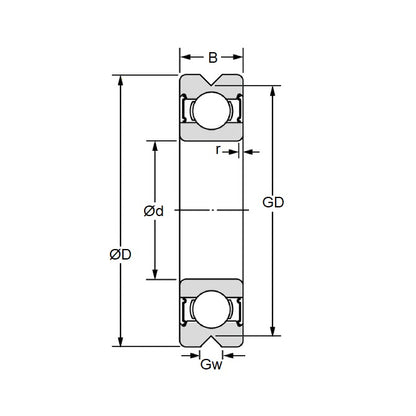 1053062 | V624-ZZ-02-120-ECO --- Grooved OD Bearings - 4x13x5 mm - Chrome Steel