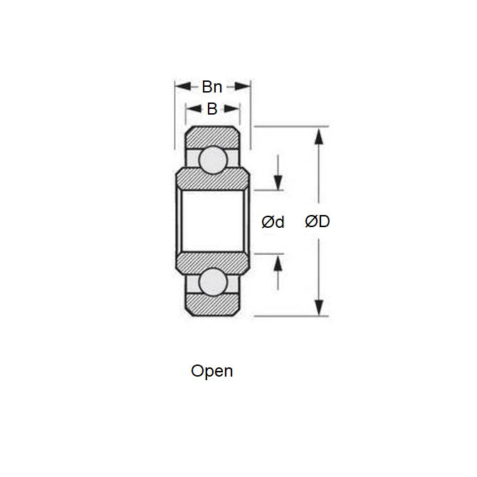 1053049 | SWR144-MC34-GR7-R-L23 (Pack of 50)  --- Single Row Ball Bearings - 3.175x6.35x2.381 mm / 3.175 mm Unflanged - Stainless Steel AISI 440C Bearing