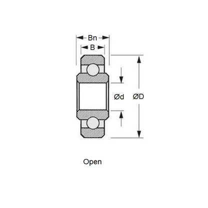 1053049 | SWR144-MC34-GR7-R-L23 (Pack of 50)  --- Single Row Ball Bearings - 3.175x6.35x2.381 mm / 3.175 mm Unflanged - Stainless Steel AISI 440C Bearing