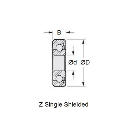 1046507 | SR144-D106-ZS-TO (Each) --- Dental Applications Bearings - 3.175 6.350 / 5.979 2.381 mm - Stainless Steel AISI 440C - High Speed Torlon Cage - Dental Special Bearing