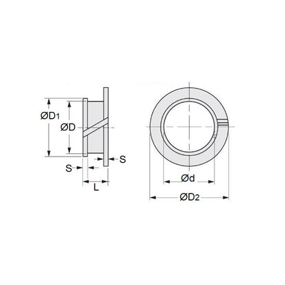 1070465 | BF0064-0079-0051-PC2 --- Clip Bushes - 6.35x7.938x5.08 mm Double Flanged - Plastic Bush