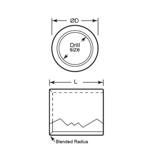 1084706 | BP0051-0095-0095-DP --- Drill Bushings - 9.525x5.105x9.525 mm Plain - Carbon Steel - Hardened Bushing