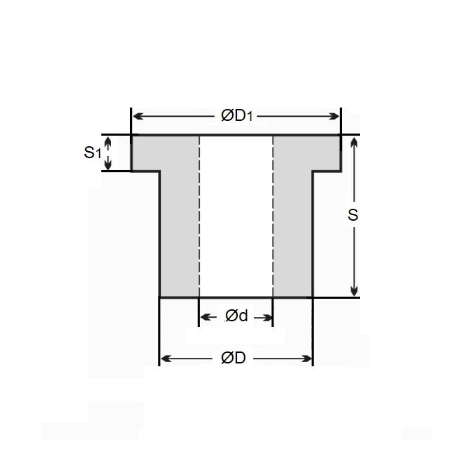 1090518 | BF0100-0160-0080-BS2030LT (2 Pcs) --- Flanged Bushes - 10x16x8 mm - Bronze SAE 841 Sintered Bush