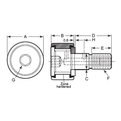 1161645 | CCF865RS --- Needle Roller Cam Followers - 50.8x82.55 mm - 7/8-14 UNF Crowned - Chrome Plated Steel Cam Follower