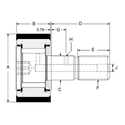 1119339 | CCF-1180RS --- Roller Cam Followers - 19.05x25.4 - 10-32 x 6.35 Urethane Covered - Steel with Urethane Cover Cam Follower
