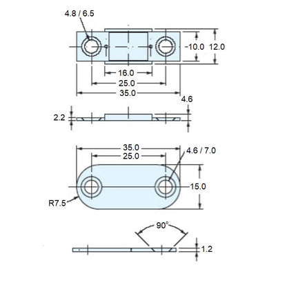 1145648 | SUG-560RS --- Magnetic Ultra Thin Catches - 35x12x2.2 mm Light Duty