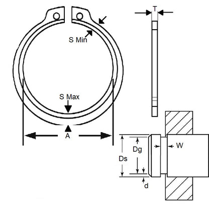 1128061 | CCE-02300-C-V (250 Pcs) --- External Retaining Rings - 23x1.2x22 mm - Spring Steel