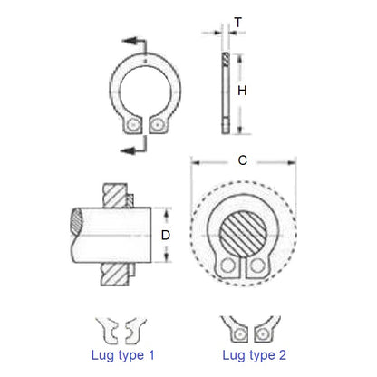 1048692 | CNG-00318-06-420-2 --- External Retaining Rings - 3.18x0.64 - - - Stainless Steel AISI 420C