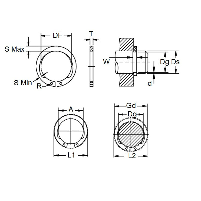 1115900 | CCE-01746-S15-V (3 Pcs) --- External Retaining Rings - 17.46x1.07x16.41 mm - Stainless Steel Grade PH15-7 Mo