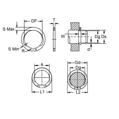 1115900 | CCE-01746-S15-V (3 Pcs) --- External Retaining Rings - 17.46x1.07x16.41 mm - Stainless Steel Grade PH15-7 Mo
