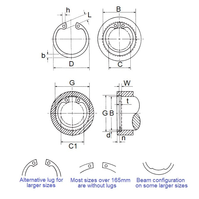 1078867 | CCI-00800-C (50 Pcs) --- Internal Retaining Rings - 8x0.8x8.4 mm - Carbon Steel