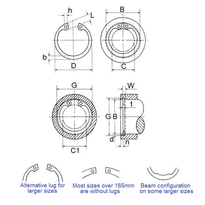 1078867 | CCI-00800-C (50 Pcs) --- Internal Retaining Rings - 8x0.8x8.4 mm - Carbon Steel
