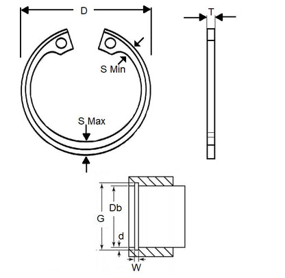 1148640 | CIB-03698-C (125 Pcs) --- Internal Retaining Rings - 36.98x1.22x39.67 mm - Carbon Steel