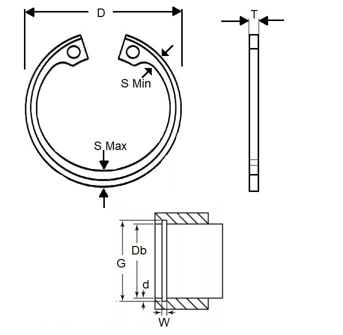 1149606 | CIB-03810-C (32 Pcs) --- Internal Retaining Rings - 38.1x1.19x40.74 mm - Carbon Steel