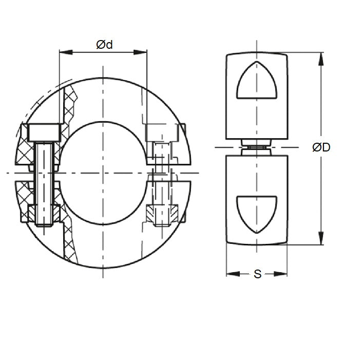 1173760 | COL-07144-108-22-2C-CS --- Shaft Collars - 71.438x108x22.2 mm - Steel