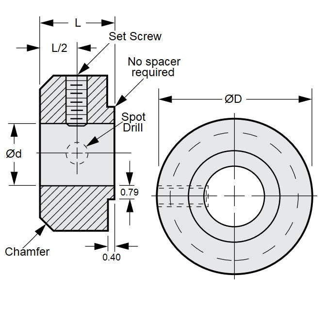 1134420 | COL-02539-051-16-IS-S3 --- Shaft Collars - 25.4x50.8x15.9 mm - Stainless Steel 303/304 Similar to A2, 18-8 HRB80