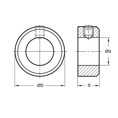 1039473 | COL-00200-009-03-CC --- Shaft Collars - 2x9x3.5 mm - Steel, Cadmium Plated
