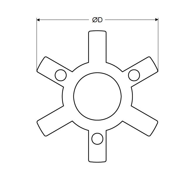 1109624 | CP-159-HUB-J-3J-51 --- Three Jaw Type Couplings - 15.875x15.875x50.8 mm