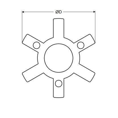 1109624 | CP-159-HUB-J-3J-51 --- Three Jaw Type Couplings - 15.875x15.875x50.8 mm