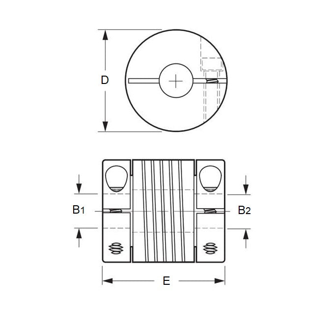 1089671 | CP-100-100-25-030-H-SA (Each) --- Helical Couplings - 10x10x25 mm Standard - Aluminium 7075-T6 Coupling
