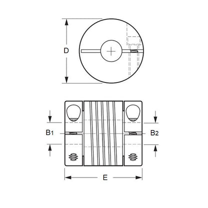 1089671 | CP-100-100-25-030-H-SA (Each) --- Helical Couplings - 10x10x25 mm Standard - Aluminium 7075-T6 Coupling