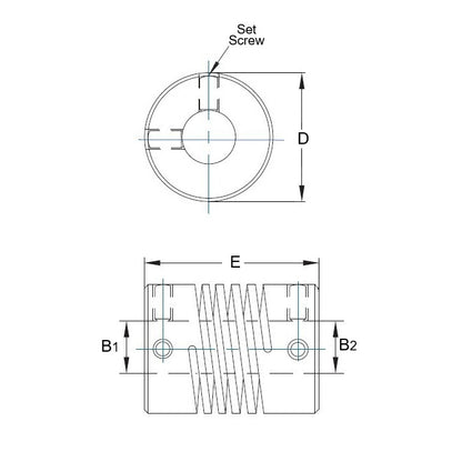1047281 | CP-032-032-19-019-H-PA --- Helical Couplings - 3.175x3.171x19.05 mm Standard - Aluminium 7075-T6 Coupling