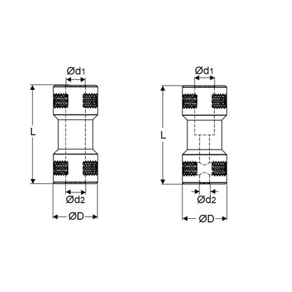 1040970 | CP-023-040-09-R-B (4 Pcs) --- Rigid Couplings - 2.3x4x9 mm Hobby Brass - Brass Coupling