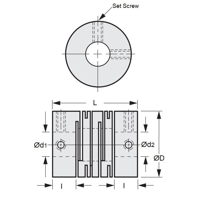 1042722 | CP-030-030-08-014-H-SL-AP (Each) --- Helical and Slit Couplings - 3x3x8 mm Standard - Anodized Aluminium Coupling