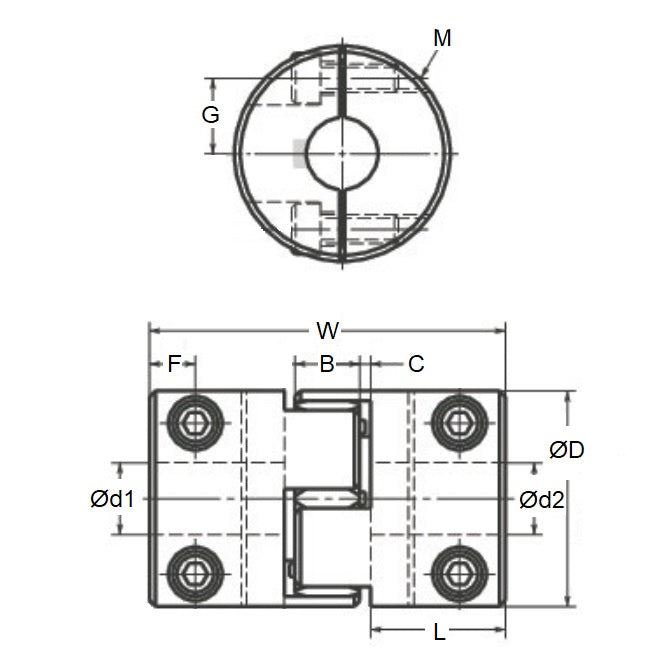 1079285 | CP-080-080-20-030-J-PU98C --- Spider Type C Complete Couplings - 8x8x20 mm - Aluminium with 98 Duro Red Spider