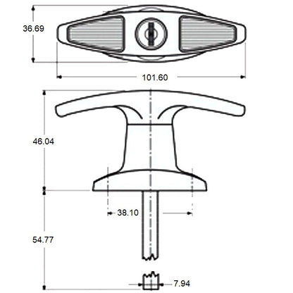 1179640 | HH-120RS (10 Pcs) --- Latching Handles - 84.931x39.688x101.6 mm Tee Handle